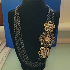 Vintage Off Center Floral NY Necklace